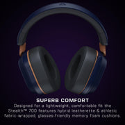 Turtle Beach Stealth 700 Gen 3 Wireless Amplified Gaming Headset with 60mm Eclipse Dual Drivers, Flip-to-Mute AI Noise-Cancelling Mic, Bluetooth 5.2, 80-Hour Battery Life, Cobalt Blue