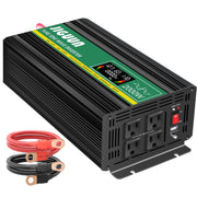 JIGUUN 2000W Pure Sine Wave Power Inverter with Wireless Remote Control, LCD Display, 4 AC Outlets, USB Port, Black