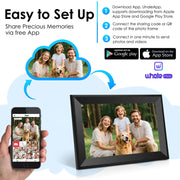 Ooiloln 10.1 Inch WiFi Digital Photo Frame, 1280x800 IPS LCD Touchscreen, Auto-Rotate Portrait and Landscape, Built-In 16GB Memory, Black