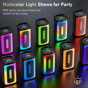 JYX Portable Bluetooth Party Speaker, 40W Deep Bass, RGB Light Show, Dual Wireless Microphones, 8-Hour Playtime, Black, T30-T