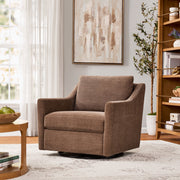 My Texas House MT4534176539001 Roan Swivel Accent Chair with Jackson Sloped Arms, Brown Fabric
