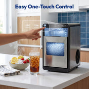 EKOJUCE Nugget Ice Maker Countertop, 44 Lb Daily Output, Soft Chewable Sonic-Style Pebble Ice, One-Touch Self-Cleaning, Stainless Steel Silver, 1.8L Water Tank, IM017-NSI