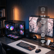 Gaming-Pro Desktop Computer, Intel Xeon E5 10-Core 3.9GHz, AMD RX550 4GB Graphics, 32GB DDR RAM, 512GB SSD + 1TB HDD, WiFi 6, Bluetooth 5.4, RGB Fans, Windows 11