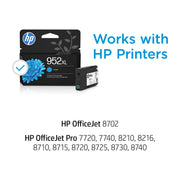 HP 952XL Cyan Original Ink Cartridge, High Yield, Vibrant Fade-Resistant Color, Compatible with OfficeJet Pro Series L0S61AN#RFD