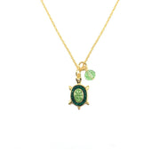 Brilliance Fine Jewelry Womens Crystal Turtle Necklace in 14KT Gold Plated Sterling Silver
