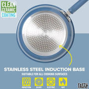 Tasty 16 Piece Clean Ceramic Non-Stick Aluminum Cookware Set, Slate Blue
