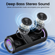 Cillso Portable Bluetooth Speaker, Bluetooth 5.4, IPX7 Waterproof, RGB Party Lights, 20W Stereo Sound, 20H Playtime, TWS Pairing, Black