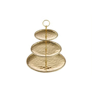 Pampa Bay Monaco 3 Tier Stand, High-Fired Porcelain, Glossy Gold-Tone Titanium Finish, Dishwasher Safe