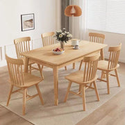 Susuzi 47in Solid Oak Dining Table, Mid-Century Modern Wood Kitchen Table, Natural Finish