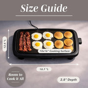 Cook With Color Electric Griddle, 1200W Ceramic-Coated Nonstick Surface, 10 in x 16 in Cooking Area, Black, YWEG1 BLK