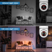 Jqimn 2.4GHz Light Bulb Security Camera, 1080P Wireless Indoor Outdoor, 360 Pan/Tilt/Zoom, Color Night Vision, AI Motion Detection, Audible Alarm, Two-Way Talk