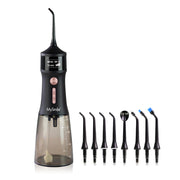 MySmile LP221 Cordless Water Flosser with OLED Display, UVC Sterilizer Light, 335ml Reservoir, 8 Jet Tips, 5 Modes, Black