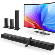 Ccdes 3 in 1 Detachable Sound Bar, 100W Bluetooth 5.0 Surround Sound System, 6 EQ Modes, ARC Optical AUX Connection, Wall Mount, Black
