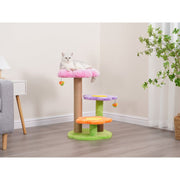 Vibrant Life 4-Level 26in Floral Style Cat Tree with Plush Perches, Natural Jute Scratching Post, Dual Bee Teaser Toys, Rubber Grooming Brush, Multicolor, CT230712