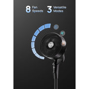 DREO TurboPoly Pedestal Fan, 2-in-1 Table and Floor Fan, Ultra-Quiet 20dB, 95ft Air Reach, 29.2ft/s Airflow, 80 Oscillation, 105 Tilt, 3 Modes, 8 Speeds, Remote Control, 8-Hour Timer, Aroma Feature