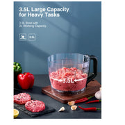 Decen YY-412 Food Processor, 12 Cup Vegetable Chopper, 3 Speeds 6 Main Functions with Chopper Blade, Dough Blade, Shredder, Slicing Attachments, Silver