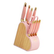 Paris Hilton 10-Piece Heart Stainless Steel Knife Block Set, Pink