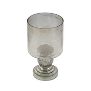 Deco 79 Black Glass Handmade Turned Style Pillar Hurricane Lamp, 7 in Diameter, 14 in Height, 24680