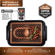 Gotham Steel 7143 150 sq. in. Black Copper Non-Stick Ti-Ceramic Electric Smoke-less Indoor Grill with Smoke Extraction Fan