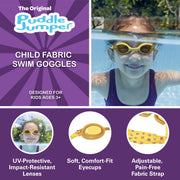 Bestway Child Fabric Swim Goggles, Adjustable Lycra Strap, Impact-Resistant Polycarbonate Lenses with UV Protection and Anti-Fog, Non-Latex Silicone Eyecups, Yellow, 3-Pack