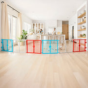 Regalo 2-in-1 Super Wide Baby Safety Gate and Play Yard, 192-Inch Coverage, Red White Blue, Ages 6-24 Months, 1372