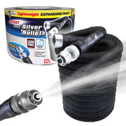 Pocket Hose Silver Bullet Expandable Garden Hose, 75 ft, 3/4 in, Lightweight with Lead-Free Aluminum Fittings and Turbo Shot Nozzle