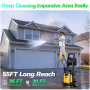 Tcisa Electric Pressure Washer, 4000 PSI, 2.8 GPM, 1500W Motor, 35FT Power Cord, 20FT Hose, 5 Quick Connect Nozzles, Foam Cannon, HC002MU10NBA