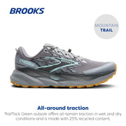 Brooks Cascadia 19 Men's Trail Running Shoes, Stable Adaptive Ride, Alloy/Ebony/Orange, Size 10.5, 110457