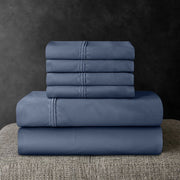 Hotel Premier Collection 700-Thread-Count Solid Egyptian Cotton Sheet Set, Washed Indigo, Full