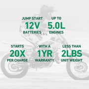 Deltran Battery Tender Charge N Start 1100, 2-in-1 1000 AMP Jump Starter and 12V 1 AMP Smart Battery Charger, Compact Portable Design, for Cars, Motorcycles, ATVs, SUVs