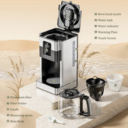 LINKChef Drip Coffee Maker, 12-Cup Programmable, Glass Carafe, 12-Hour Auto Brew Timer, Keep Warm Plate, Black