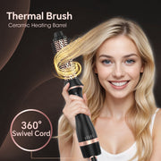 Nicebay Hair Dryer Brush, Oval Hot Air Styling Tool with Negative Ion Technology, Multi-Temperature Settings, Detachable Design, Black