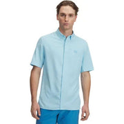 Under Armour Men's Shorebreak Hybrid Woven Short Sleeve Fishing Shirt, Stream & Ether Blue, Large