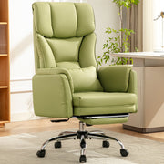 Coolhut Big and Tall Office Chair, High Back Executive PU Leather Desk Chair with Footrest, Ergonomic Design, Adjustable Reclining, Expandable Seat, Avocado Green, CH-6088-AvocadoGreen