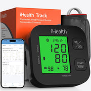 iHealth Track Plus Upper Arm Blood Pressure Monitor, Bluetooth, Wide Range Cuff 8.7-16.5 in, Multi-Color Backlit Display, Heart Rhythm Detection, Black, KN550BT-PRO