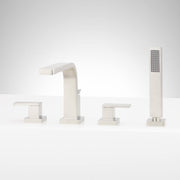 Hibiscus 4-Hole Roman Tub Faucet and Hand Shower - Without Rough-In Valve - Brushed Nickel