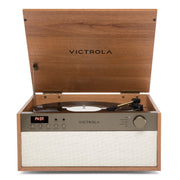 Victrola Venture Vista 5-in-1 Music Center, Oak, Mid-Century Modern Turntable with Bluetooth, CD Player, Built-In Stereo Speakers