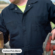 Berne Men's Exhaust Unlined Workwear Coverall, Durable Cotton Polyester Twill, Navy, Medium 42 Regular, C250NV