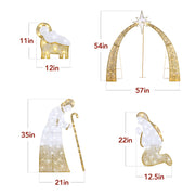Best Choice Products 4.5ft Lighted 2D Christmas Nativity Scene Outdoor Yard Decoration with 115 LED Lights, Gold Metal Frame, SKY8026