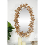 DecMode Gold Oval 3D Butterfly Wall Mirror, 19.25 x 33 in, Glam Decorative Hanging Mirror, 46260