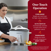 Landers USA Inc L90035 Commercial Rice Cooker, 35-Cup Capacity, 1800W Fast Cooking, White
