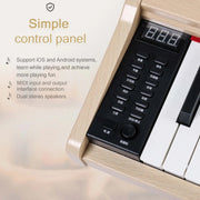 Ktaxon 88 Key Digital Piano Full Size Semi-Weighted Standard Keyboards, Light Brown - Bluetooth Mode