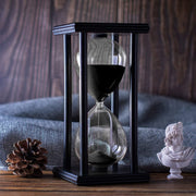 Bellaware Hourglass Timer, 60 Minute, Black Sand, Wooden Frame, 4 x 4 x 8 in