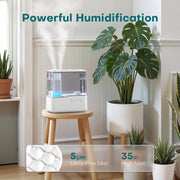 ALROCKET 5L Ultrasonic Cool Mist Humidifier with 360 Rotating Dual Nozzles, Essential Oil Diffuser, Nightlight, Quiet 25dB Operation, Top Fill, White, DH-JS20