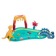 Bluescape Dino Inflatable Play Center, Dinosaur-Themed Kiddie Pool with Built-In Water Sprayer, Soft Slide, Inflatable Toys, Durable Puncture-Resistant Material, Multicolor