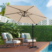 Walsunny PUY-KK-L Patio Offset Umbrella Easy Tilt Adjustment, Crank and Cross Base, Khaki