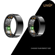 LivUp LU-SMTRNG-500 Smart Ring, Health Monitoring, Sleep Tracking, Multiple Exercise Modes, Bluetooth, Black, Size 9