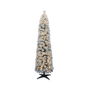 Holiday Time 7-Foot Colorado Green Flocked Artificial Christmas Tree, Slim Design, 190 Warm White LED Lights, 25-Inch Diameter
