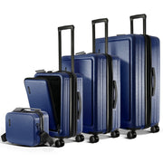 StorageBud WM-TA-L4PC-BLU 4 Piece Hardshell Expandable Luggage Set Spinner Suitcase Set Navy Blue