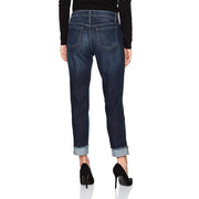 Riders by Lee Indigo Women's Fringe Cuff Boyfriend Jeans, Dark Wash, Mid Rise, Stretch Cotton Blend, Size 8